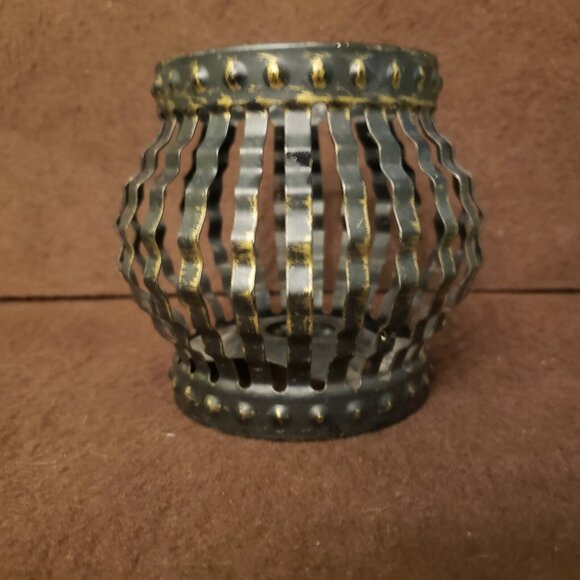 Vintage Mid Century Black Metal Caged Votive Candle Holder Home Interiors - Picture 4 of 8